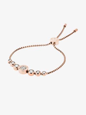 michael kors cubic zirconia rose gold-tone slider bracelet aa9542|Rose Gold.